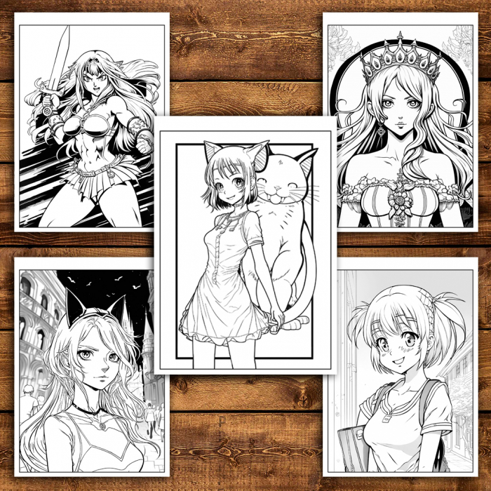 Mega cartea de colorat antistres , 100 de ilustratii Manga, 206 pagini [5]
