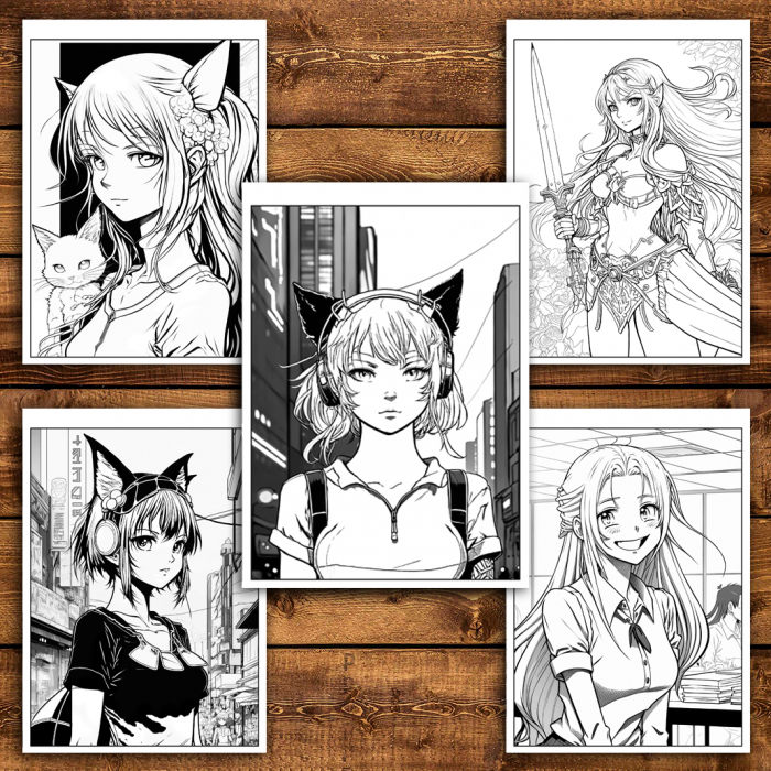 Mega cartea de colorat antistres , 100 de ilustratii Manga, 206 pagini [4]