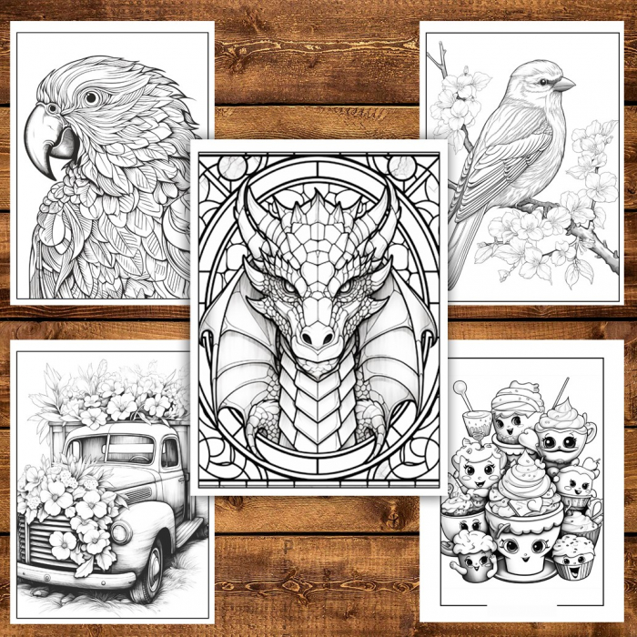 Mega cartea de colorat pentru relaxare si antistres, un mix de 100 de ilustratii, 206 pagini [6]