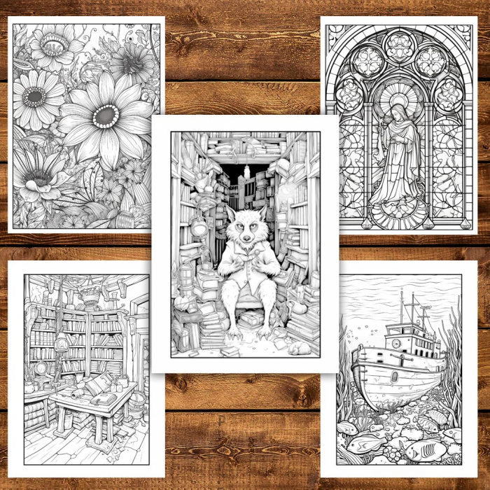 Mega cartea de colorat pentru relaxare si antistres, un mix de 100 de ilustratii, 206 pagini [5]