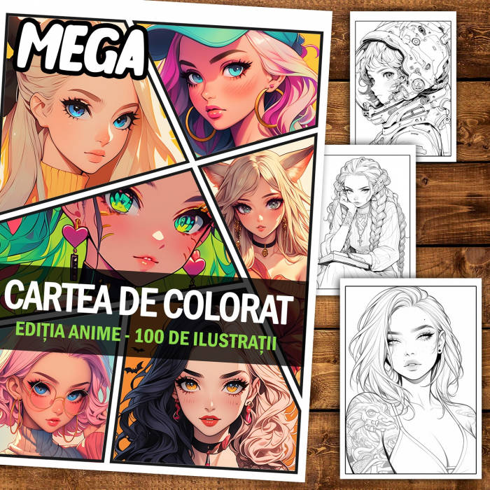 Mega cartea de colorat pentru relaxare si antistres, un mix de 100 de ilustratii, Editia Anime, 206 pagini [2]