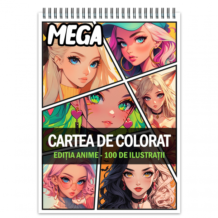 Mega cartea de colorat pentru relaxare si antistres, un mix de 100 de ilustratii, Editia Anime, 206 pagini [1]