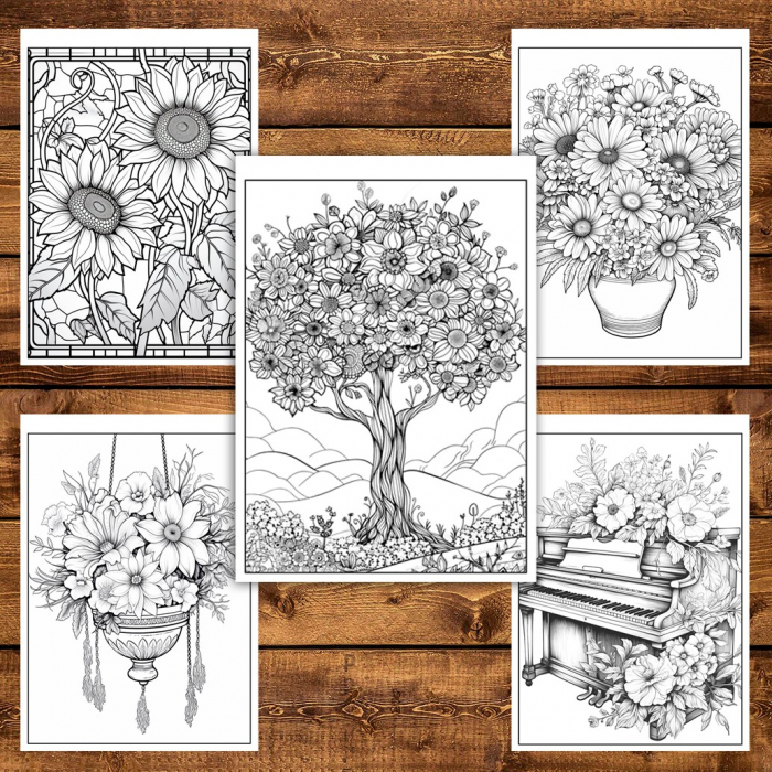 Mega cartea de colorat pentru relaxare si antistres, un mix de 100 de ilustratii, Editia Florala, 206 pagini [6]