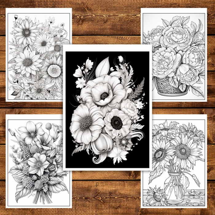 Mega cartea de colorat pentru relaxare si antistres, un mix de 100 de ilustratii, Editia Florala, 206 pagini [5]
