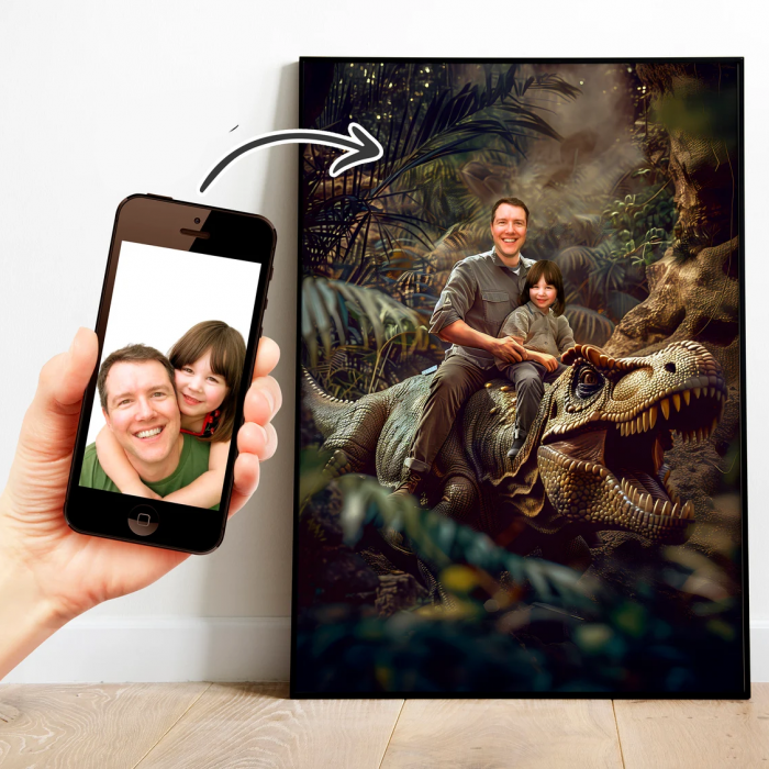 Portret personalizat - Tata cu fiica in Jurassic Park [1]