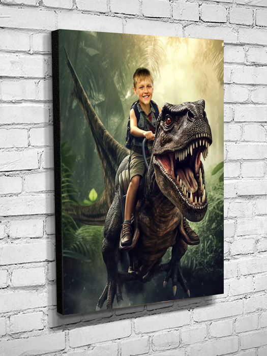 Portret personalizat - Copil pe T-Rex [2]