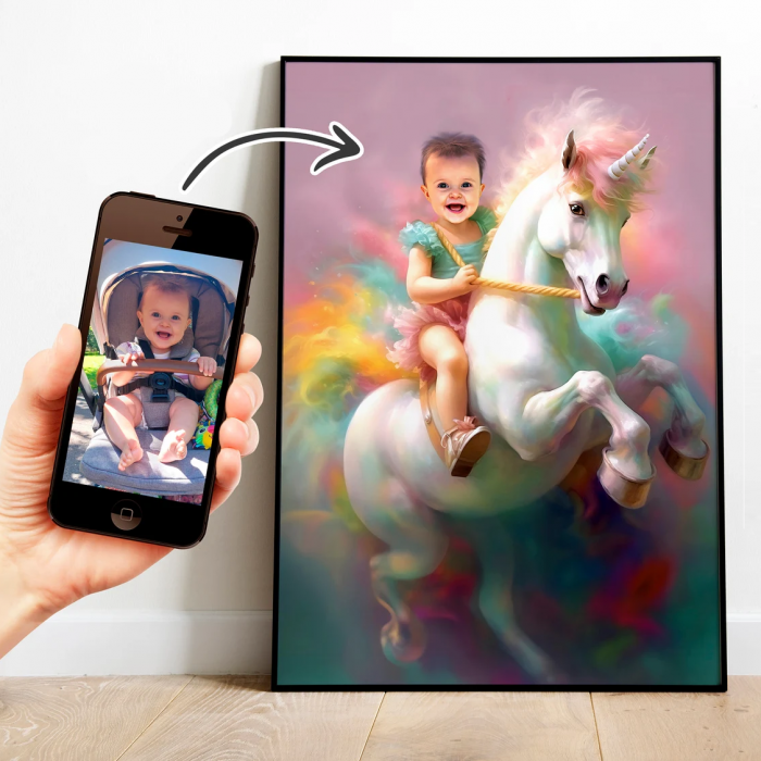 Portret personalizat - Fetita micuta pe Unicorn [1]