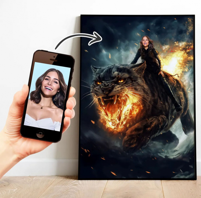 Portret personalizat - Razboinica pe pantera magica [1]