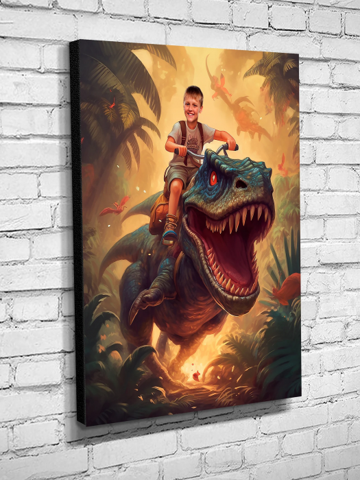 Portret personalizat - Copil pe Dinozaur [2]