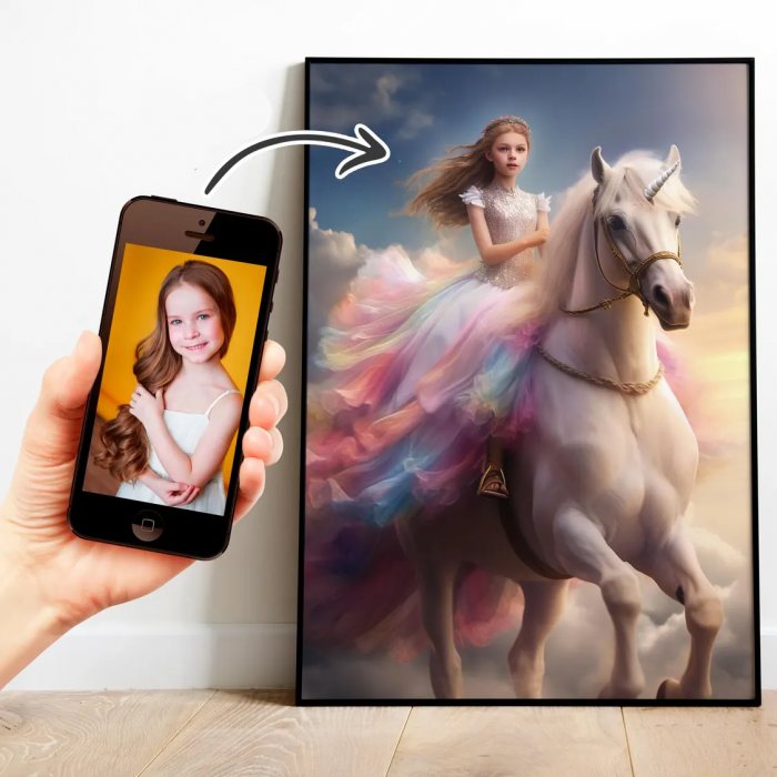Portret personalizat - Printesa pe Unicorn [1]