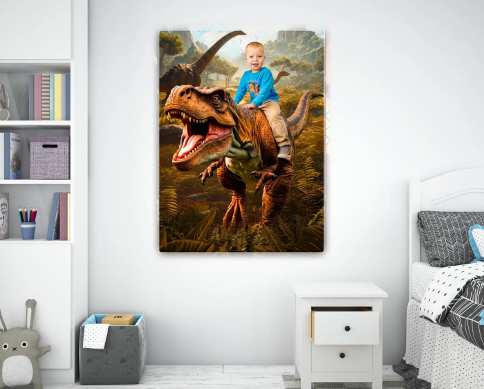 Portret personalizat - Copil pe Dinozaur [2]