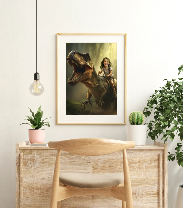 Portret personalizat - Fetita pe Dinozaur [2]