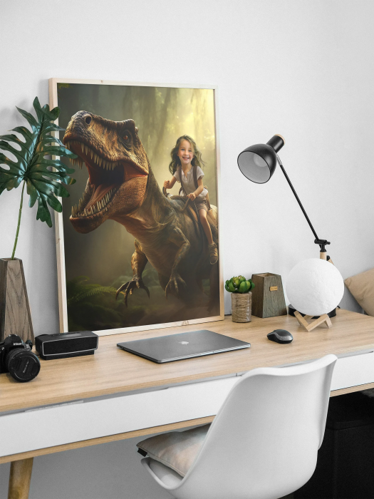 Portret personalizat - Fetita pe Dinozaur [4]