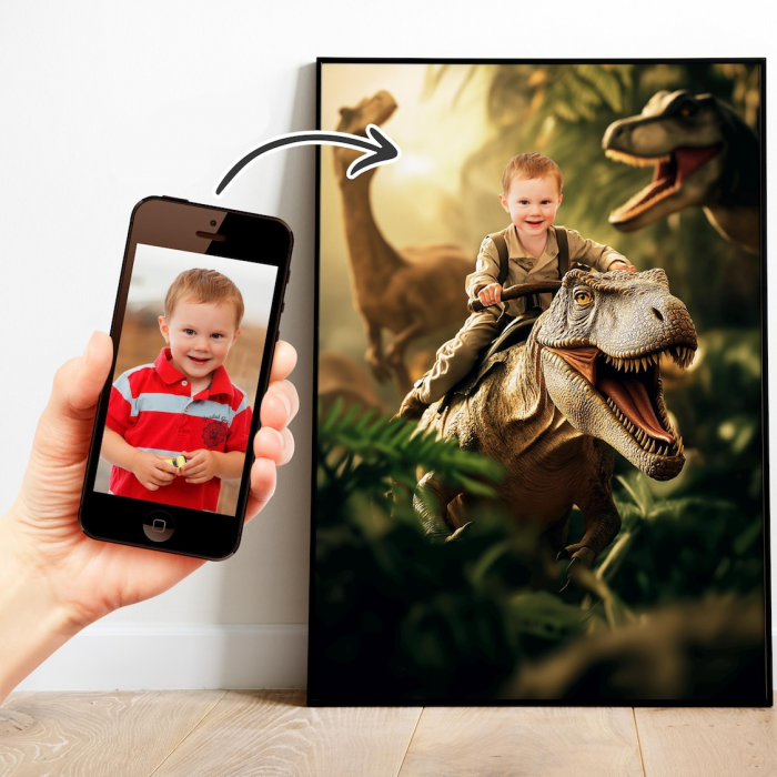 Portret personalizat - Copil pe Dinozaur [1]