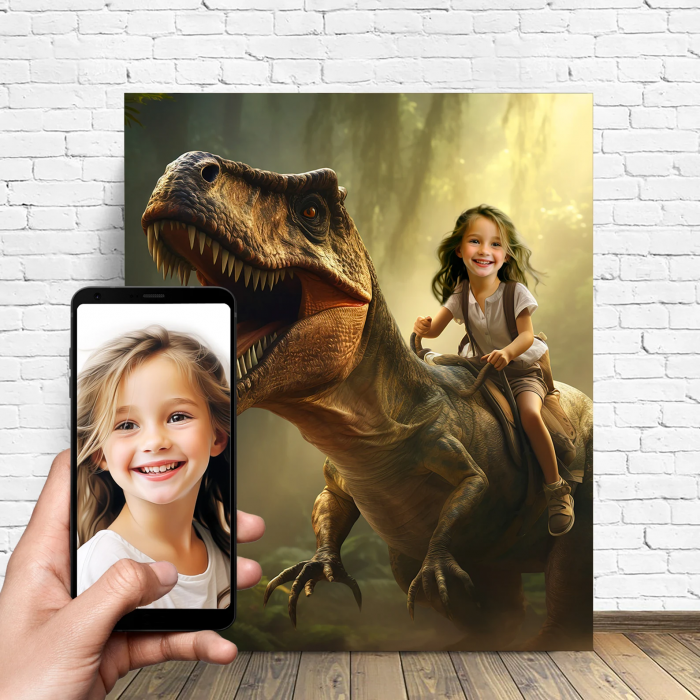 Portret personalizat - Fetita pe Dinozaur [1]