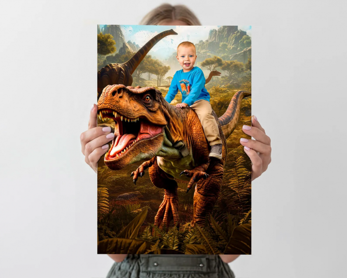 Portret personalizat - Copil pe Dinozaur [3]