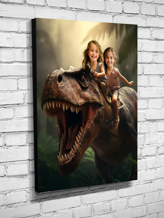 Portret personalizat - Copii pe Dinozaur [2]