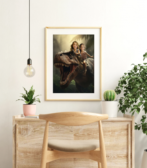 Portret personalizat - Copii pe Dinozaur [3]