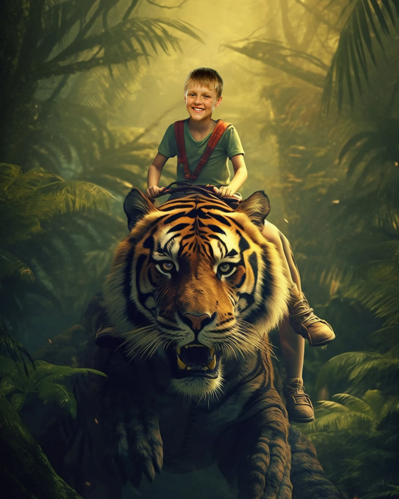 Portret personalizat - Copil pe Tigru [3]