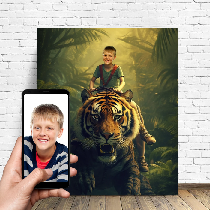 Portret personalizat - Copil pe Tigru [1]