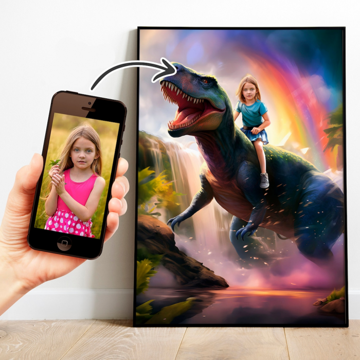 Portret personalizat - Fetita pe Dinozaur [1]