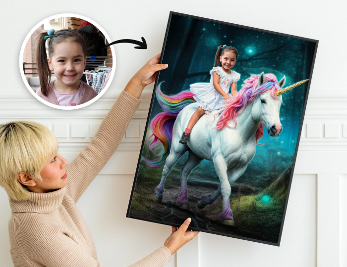 Portret personalizat - Fetita pe Unicorn [3]