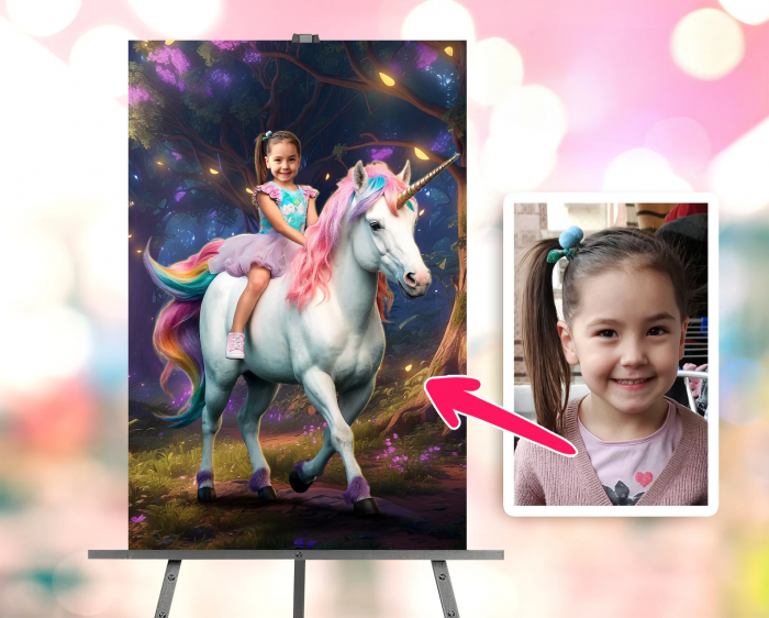 Portret personalizat - Printesa pe Unicorn [1]