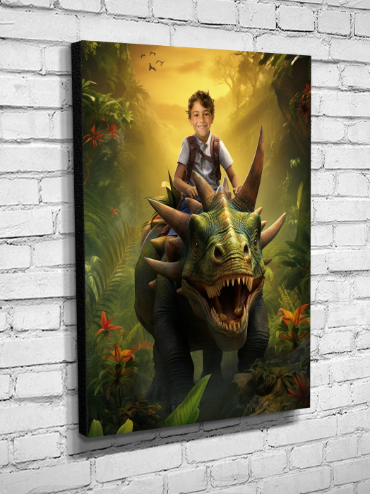 Portret personalizat - Copil pe Dinozaur [2]