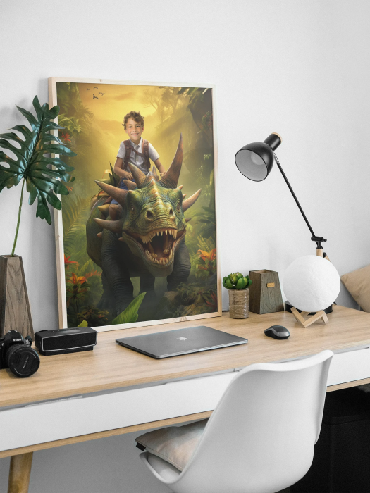 Portret personalizat - Copil pe Dinozaur [4]