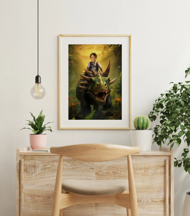 Portret personalizat - Copil pe Dinozaur [3]