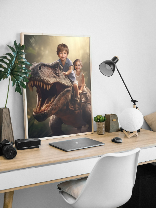 Portret personalizat - Copii pe T-Rex [4]