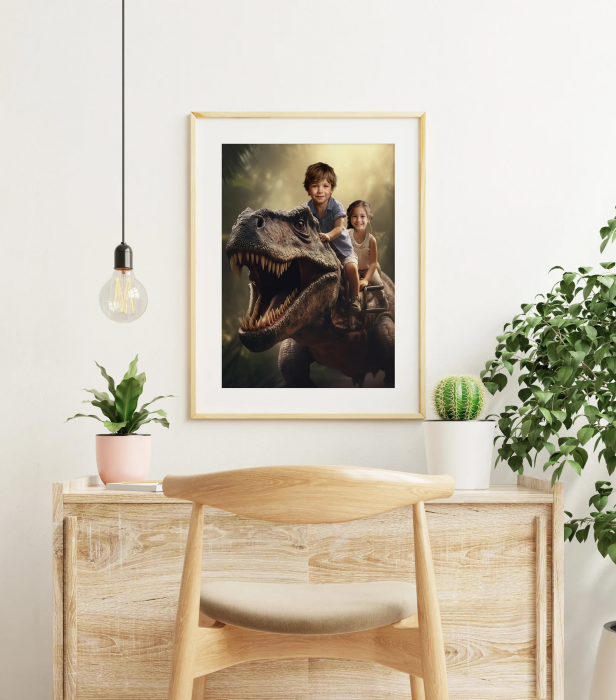 Portret personalizat - Copii pe T-Rex [3]