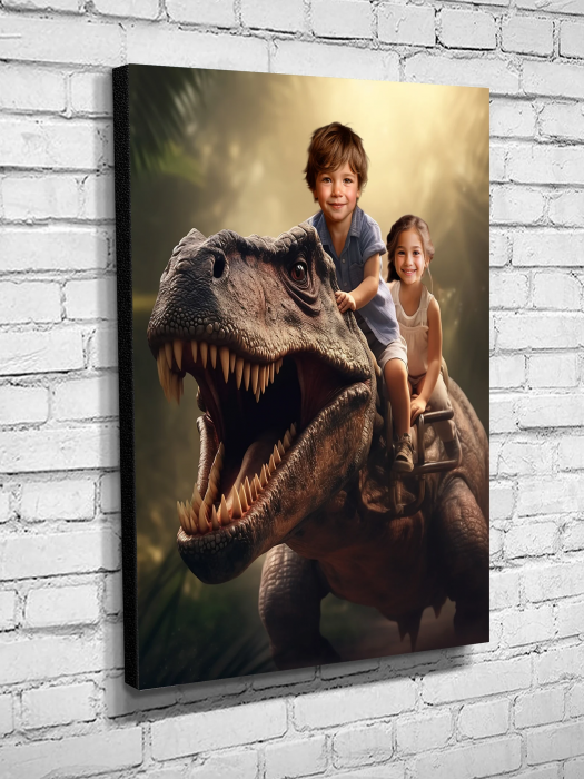 Portret personalizat - Copii pe T-Rex [2]