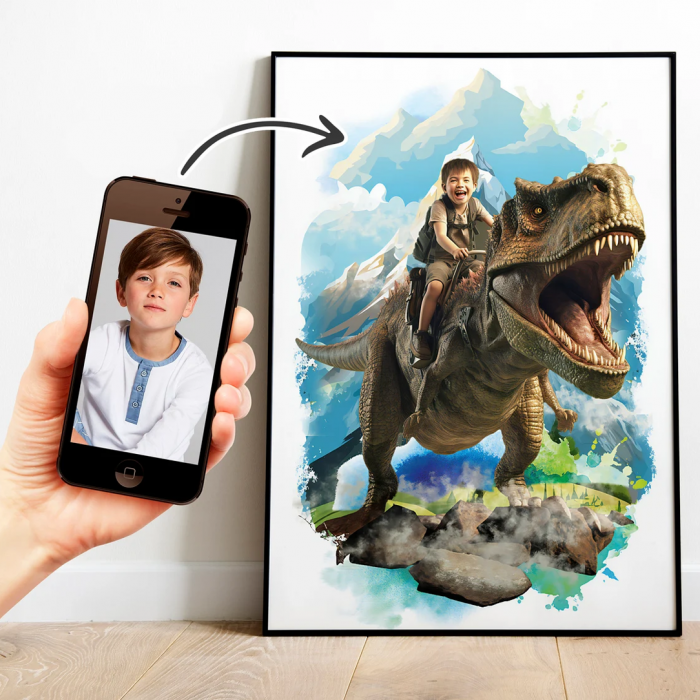 Portret personalizat - Baiat pe Dinozaur [1]