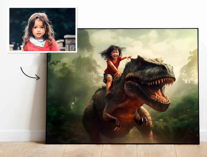 Portret personalizat - Fetita pe Dinozaur [1]