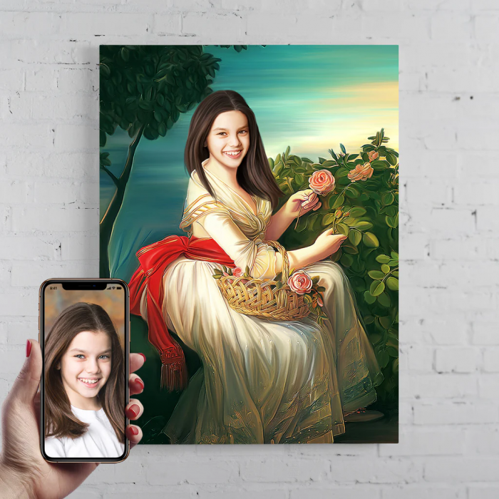 Portret personalizat - O fetita cu trandafiri [1]