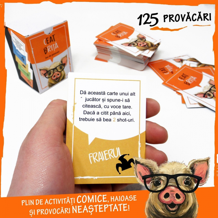 Ceat Brita, joc de carti pentru petreceri. pentru adulti, contine 125 de carti de joc cu provocari haioase [3]