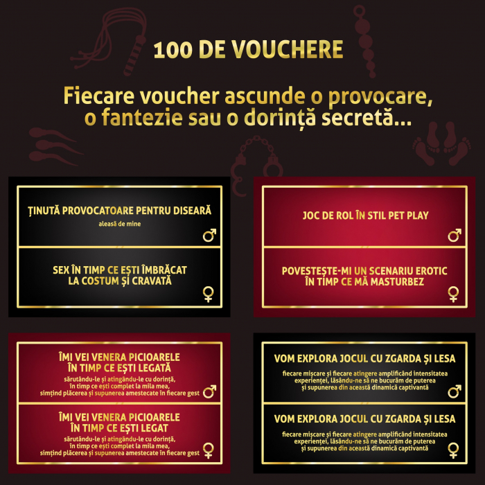 Vouchere erotice pentru cuplu, Dragostea inseamna 50/50, 100 de vouchere cu mesaje diferite [4]