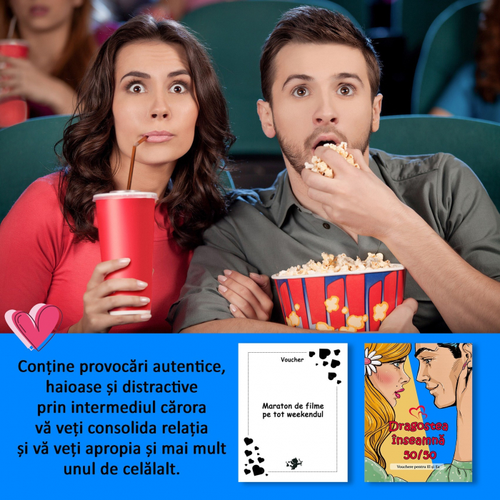 Vouchere pentru cuplu, Dragostea inseamna 50/50, 100 de cartonase cu mesaje diferite [4]