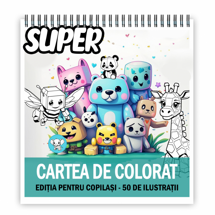 Super cartea de colorat antistres , 50 de ilustratii pentru copilasi, 106 pagini [1]