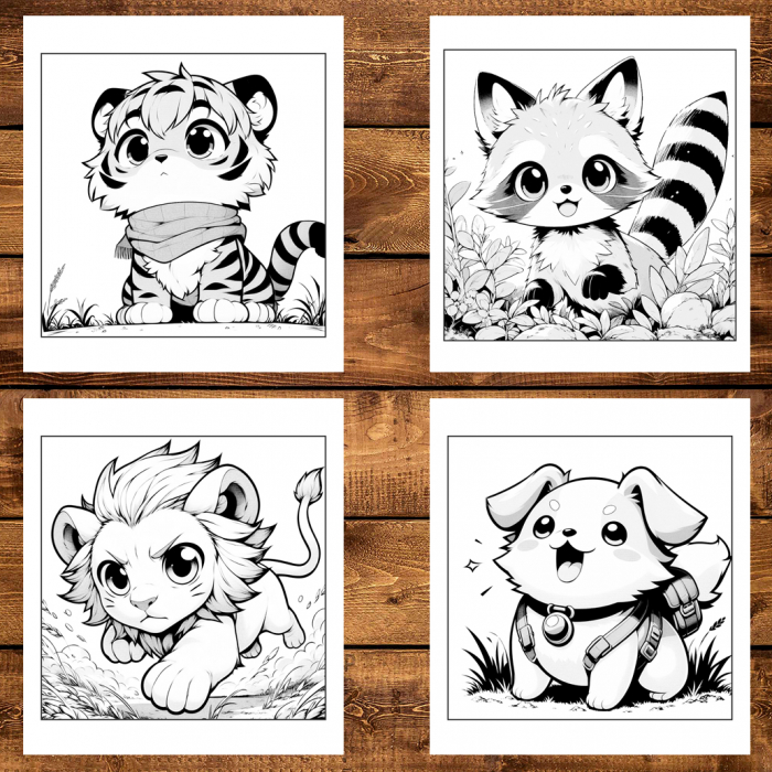 Super cartea de colorat antistres , Mix de 50 de ilustratii cu Animalute Kawaii, 106 pagini [4]