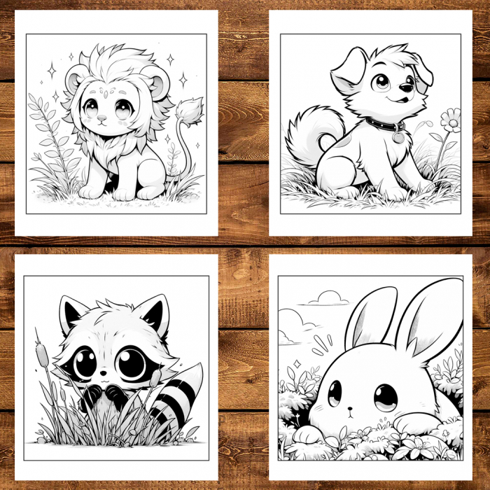 Super cartea de colorat antistres , Mix de 50 de ilustratii cu Animalute Kawaii, 106 pagini [3]