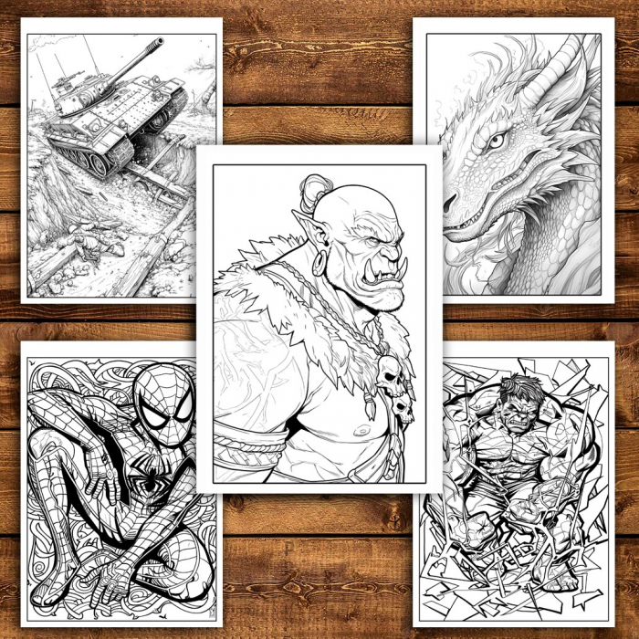 Super cartea de colorat pentru baieti, un mix de 50 de ilustratii, 106 pagini [5]