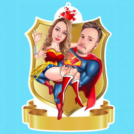 Agatatori personalizate - Agatatoare personalizata pentru masina - Cuplu Supereroi