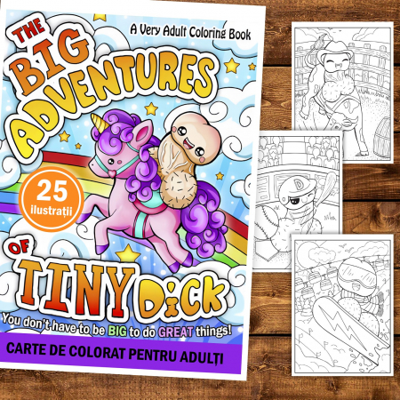 Carte de colorat antistres , Big Adventure of Tiny Dick, 56 pagini [1]