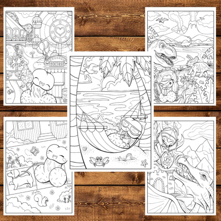 Carte de colorat antistres , Big Adventure of Tiny Dick, 56 pagini [3]