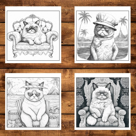 Carte de colorat, 30 de ilustratii, Grumpy Cats, 66 pagini [3]