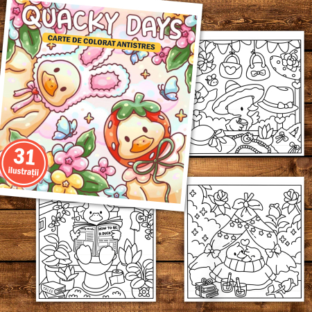 Carte de colorat, 31 de ilustratii Quacky Days, 68 pagini [1]