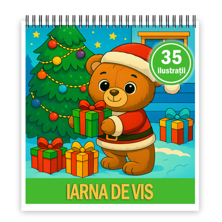 Carti de colorat antistres pentru adulti - Carte de colorat, 35 de ilustratii Iarna de Vis, 76 pagini