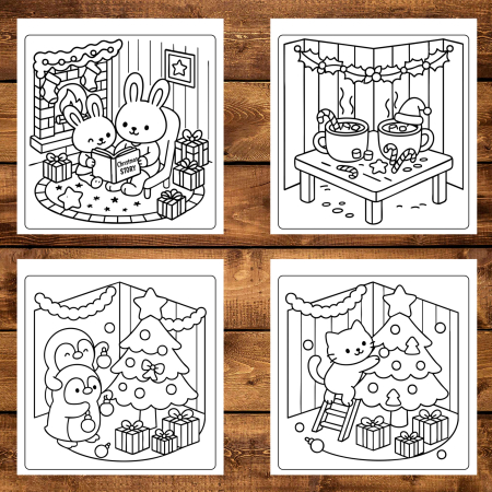 Carte de colorat, 40 de ilustratii Cozy Christmas Corner, 86 pagini [2]